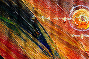 The texture of a canvas painting covered with oil paint