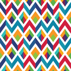 Colorful Seamless Pattern of Chevron and Diamond Combinations