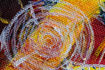 The texture of a canvas painting covered with oil paint