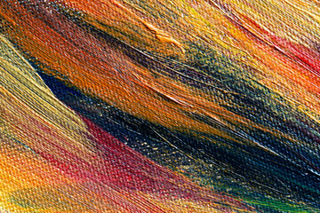 The texture of a canvas painting covered with oil paint