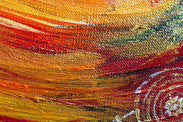 The texture of a canvas painting covered with oil paint