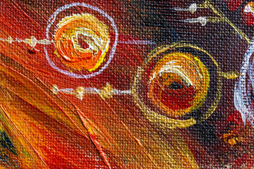 The texture of a canvas painting covered with oil paint