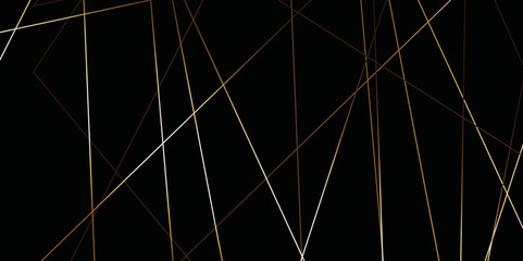 Luxury modern technology concept diagonal line .Abstract black  background with golden and orange lines .golden geometric random chaotic creative lines