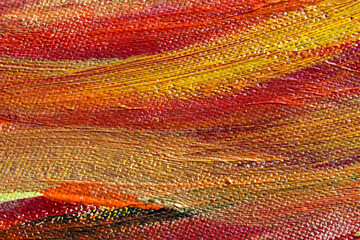 The texture of a canvas painting covered with oil paint