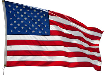 Obraz premium Waving American Flag with Realistic Fabric Texture, Isolated on White or Transparent Background