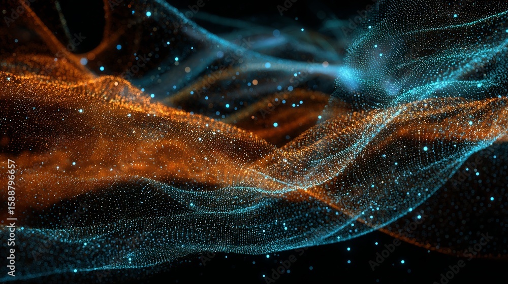 Aufkleber dazzling abstract depiction of data streams flowing, showing interconnectivity and global network wi