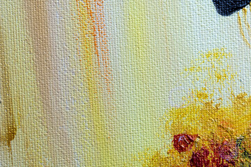 The texture of a canvas painting covered with oil paint