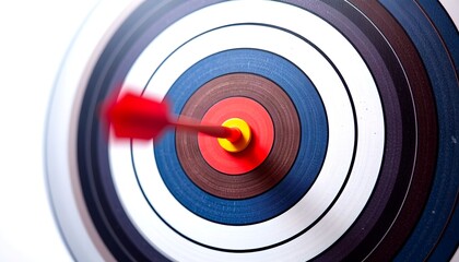 an arrow hitting the center of a target, symbolizing precision and achievement. The arrow is red and the target has a bullseye