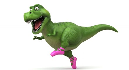 Obraz premium Cartoon tyrannosaurus rex dancing