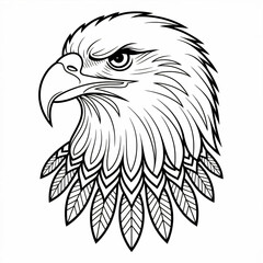 american bald eagle head illustration vector style coloring page