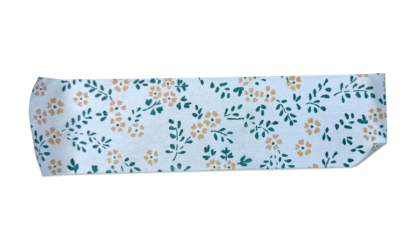 Cute paper tape strip with flower and leaf drawing on transparent background. Ripped washi tape png. Scrapbook decoration. - Powered by Adobe