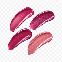  realistic 3d smooth glossy lipstick swatch smear smudge in different color style isolated on transparent background