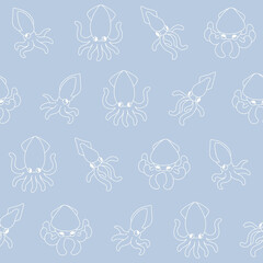 Outline Vector Squid Pattern Illustration Seamless for Wallpaper Background Cover Packaging
