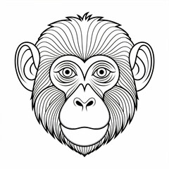Monkey head illustration vector style coloring page