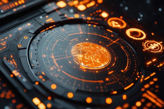 Futuristic Digital Interface with Globe and Networking Elements