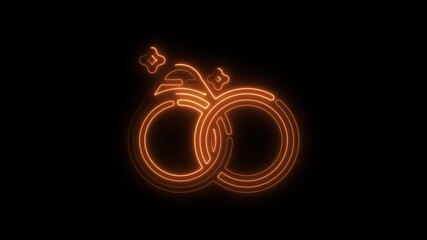 Glowing Neon Wedding Rings Animation Romantic Symbol of Love and Commitment Elegant Design for