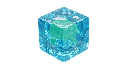 Decorative light blue teal cube