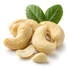 SW320 Cashew &ndash; Split Nut Delight with Smooth Creamy Texture on White Background
