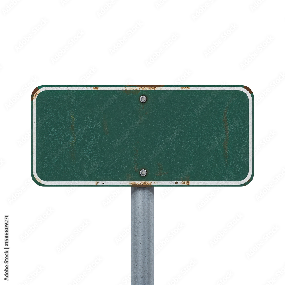 Poster weathered emerald signage poised for customization on isolated transparent field space