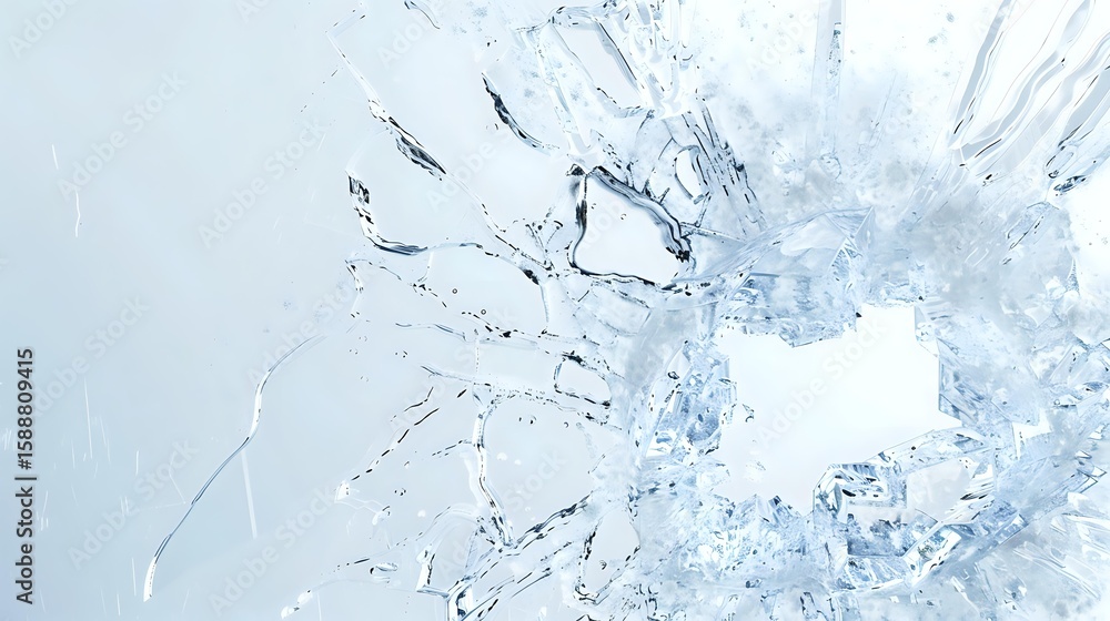 Poster frozen ice crystals macro photography with detailed structure and patterns in light blue and white t
