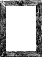 Large rustic wooden frame texture with a transparent background
