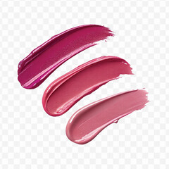  realistic 3d smooth glossy lipstick swatch smear smudge in different color style isolated on transparent background