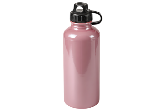 Pink water bottle isolated on transparent background