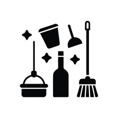 Carpet Cleaning Icon Pack with Vacuum and Carpet Brush