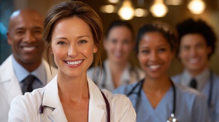 A group of doctors are smiling for the camera
