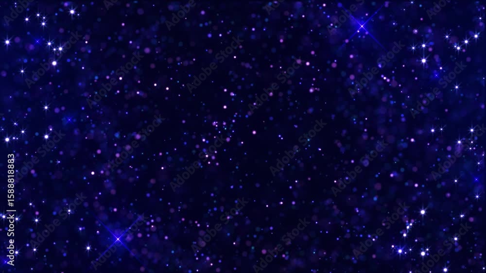 Poster an abstract, luxurious, blurred background with a bokeh effect and glowing particles on a dark backg