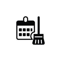 Cleaning Schedule Icon Set with Calendar and Clock Glyph