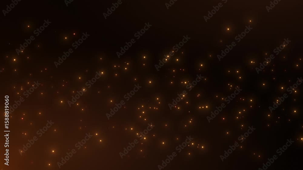 Poster soft glowing particles gently float in a dark background, creating a warm, magical, and elegant atmo