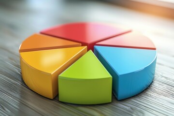 Obraz premium Segments of different sizes and colors composing a pie chart, symbolizing market share analysis