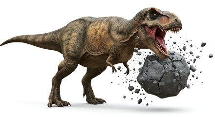 Tyrannosaurus rex smashing a rock
