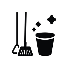 Dish washing Icon Set with Plate Sponge and Soap Glyph