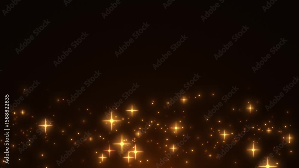 Poster golden twinkling lights of particles and stars on a dark background create an atmosphere of coziness