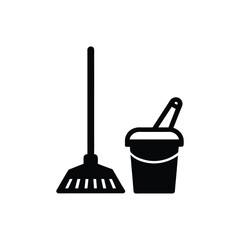 Floor Cleaning Icon Collection with Mop Bucket and Floor Symbols