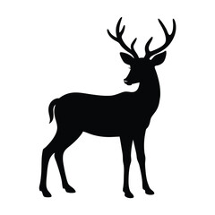 Deer with antlers animal silhouette vector art illustration