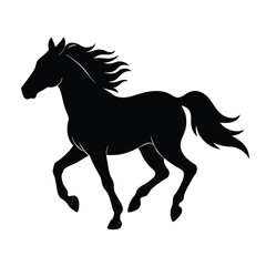 Obraz premium Horse running motion silhouette vector art illustration