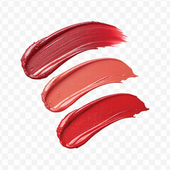 realistic 3d smooth glossy lipstick swatch smear smudge in different color style isolated on transparent background	
