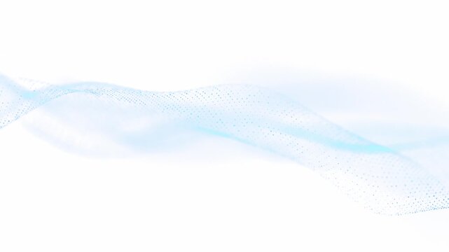 Abstract blue waves from dots move smoothly on a white background, creating a feeling of airiness and technology. Ideal for presentations and scientific projects. Seamless loop. - Powered by Adobe
