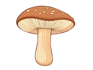 Vector of a realistic mushroom with brown cap and white stem, ideal for food, cooking, or nature themes. Generative AI