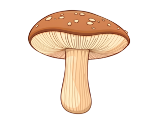 Vector of a realistic mushroom with brown cap and white stem, ideal for food, cooking, or nature themes. Generative AI