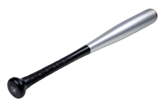 Silver baseball bat isolated on transparent background