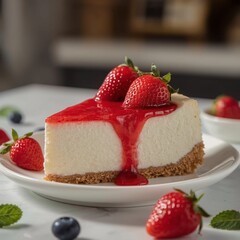 Creamy Cheesecake Slice on Plate