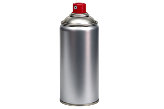 Silver spray can isolated on transparent background