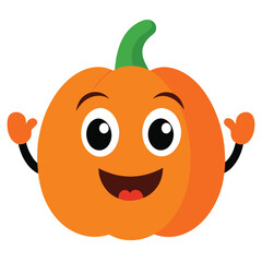 Cheerful cartoon pumpkin character giving a positive thumbs up gesture with a friendly happy face illustration