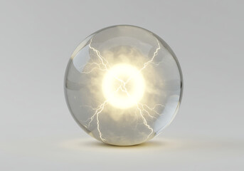 A glowing orb with lightning-like energy emanating from its center, set against a plain background.