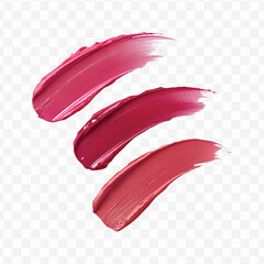 realistic 3d smooth glossy lipstick swatch smear smudge in different color style isolated on transparent background	
