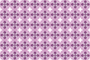 This fabric features a repeating floral pattern whit dark purple flowers a white accents on a soft lavender background lavender background, creating a harmonious and elegant traditional design.